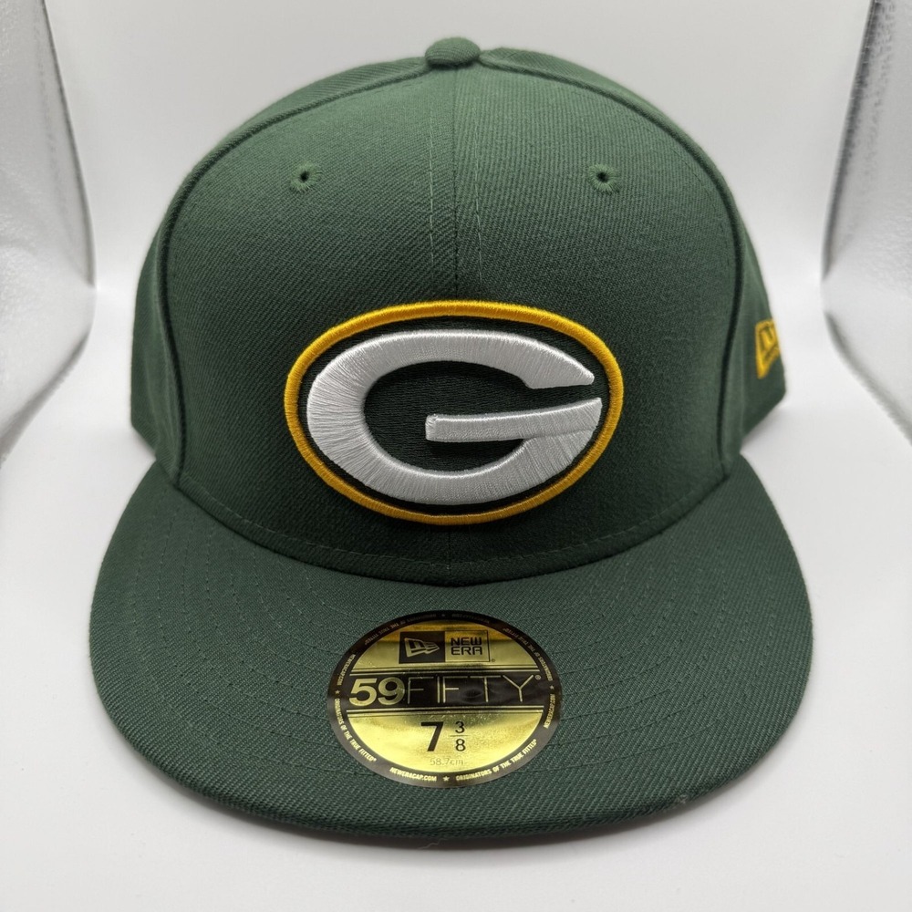 New Era 59Fifty Green Bay Packers Classic Green/Yellow Fitted Hat Size 7 3/8‎